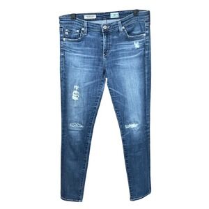 AG Adriano Goldschmied Blue The Legging Ankle Super Skinny Distressed Women 28R